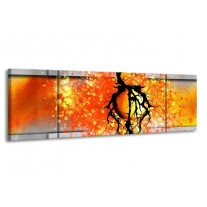 Canvas schilderij Boom | Oranje, Grijs, Zwart | 170x50cm 3Luik