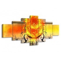 Canvas schilderij Art | Grijs, Oranje, Geel | 210x100cm 7Luik