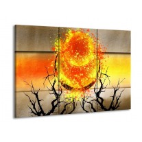 Glas schilderij Art | Grijs, Oranje, Geel | 90x60cm 3Luik