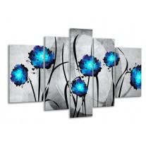 Glas schilderij Tulp | Grijs, Blauw, Zwart | 170x100cm 5Luik
