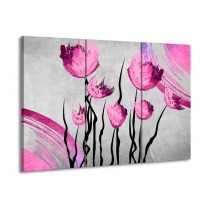 Glas schilderij Tulp | Grijs, Roze, Zwart | 90x60cm 3Luik