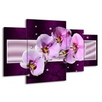 Canvas schilderij Orchidee | Paars, Wit | 160x90cm 4Luik
