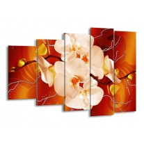 Canvas schilderij Orchidee | Rood, Oranje, Crème | 150x100cm 5Luik
