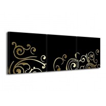 Canvas schilderij Art | Zwart, Bruin | 150x50cm 3Luik