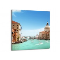 Glas schilderij Venetie | Blauw, Crème | 70x70cm 1Luik