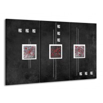 Canvas schilderij Vierkant | Grijs, Zwart, Rood | 165x100cm 3Luik
