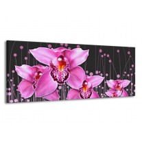 Canvas schilderij Orchidee | Roze, Grijs | 145x58cm 1Luik