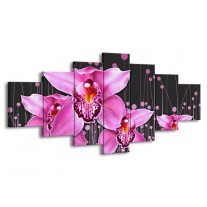 Canvas schilderij Orchidee | Roze, Grijs | 210x100cm 7Luik