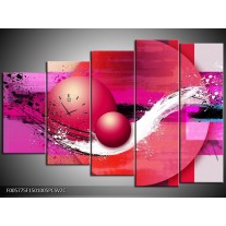 Klok schilderij Cirkel | Paars, Roze | 150x100cm 5Luik