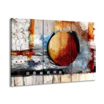 Glas schilderij Cirkel | Bruin, Crème, Goud | 90x60cm 3Luik