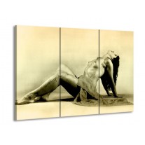 Canvas schilderij Vrouw | Crème | 90x60cm 3Luik