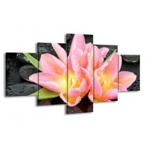 Glas schilderij Lelie | Roze, Zwart | 150x80cm 5Luik