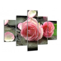 Glas schilderij Roos | Roze, Grijs | 100x70cm 5Luik