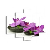 Canvas schilderij Orchidee | Paars, Wit | 150x105cm 5Luik
