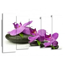 Canvas schilderij Orchidee | Paars, Wit | 150x80cm 5Luik