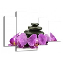 Glas schilderij Orchidee | Paars, Zwart, Wit | 120x75cm 4Luik