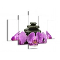 Glas schilderij Orchidee | Paars, Zwart, Wit | 150x105cm 5Luik