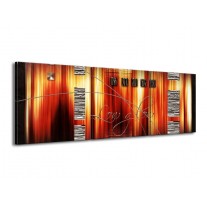 Canvas schilderij Modern | Oranje, Rood, Geel | 150x50cm 3Luik
