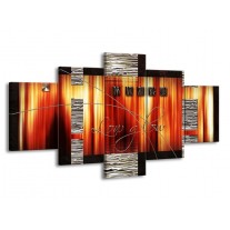 Canvas schilderij Modern | Oranje, Rood, Geel | 150x80cm 5Luik