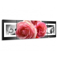 Glas schilderij Roos | Roze, Grijs | 170x50cm 3Luik