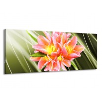 Canvas schilderij Modern | Groen, Roze, Geel | 145x58cm 1Luik