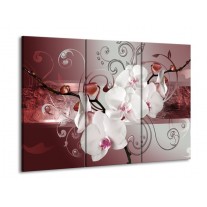 Glas schilderij Orchidee | Wit, Grijs | 90x60cm 3Luik
