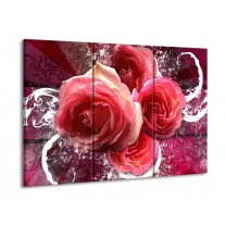 Glas schilderij Roos | Roze, Paars, Wit | 90x60cm 3Luik