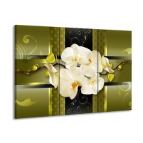 Canvas schilderij Orchidee | Groen | 90x60cm 3Luik