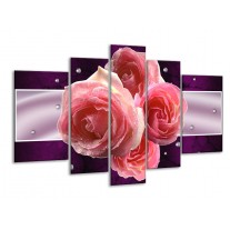Glas schilderij Roos | Paars, Roze | 170x100cm 5Luik