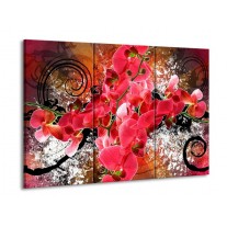 Glas schilderij Orchidee | Roze, Rood, | 90x60cm 3Luik