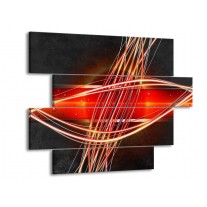 Canvas schilderij Modern | Rood, Oranje, Zwart | 115x85cm 4Luik