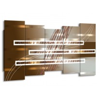 Canvas schilderij Modern | Goud, Bruin | 150x80cm 5Luik