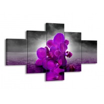 Glas schilderij Orchidee | Paars, Grijs | 125x70cm 5Luik