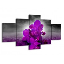 Glas schilderij Orchidee | Paars, Grijs | 150x80cm 5Luik
