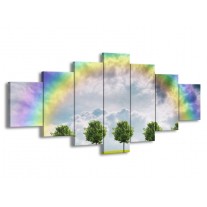 Glas schilderij Bomen | Groen, Grijs, Paars | 210x100cm 7Luik