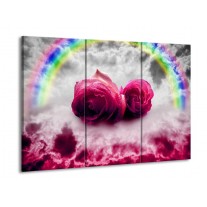 Glas schilderij Roos | Roze, Grijs | 90x60cm 3Luik