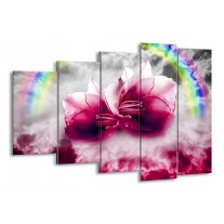 Canvas schilderij Lelie | Roze, Grijs | 150x100cm 5Luik