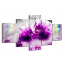 Canvas schilderij Lelie | Paars, Grijs | 150x80cm 5Luik