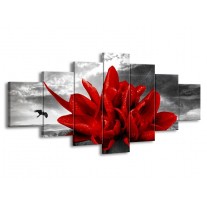 Canvas schilderij Lelie | Rood, Grijs | 210x100cm 7Luik