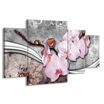 Canvas schilderij Orchidee | Roze, Grijs | 160x90cm 4Luik