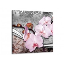 Glas schilderij Orchidee | Roze, Grijs | 70x70cm 1Luik