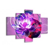 Canvas schilderij Lelie | Paars, Wit, Blauw | 150x105cm 5Luik