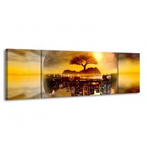 Canvas schilderij Wolkenkrabber | Goud, Bruin | 170x50cm 3Luik