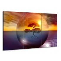 Canvas schilderij Boom | Bruin, Goud, Grijs | 165x100cm 3Luik
