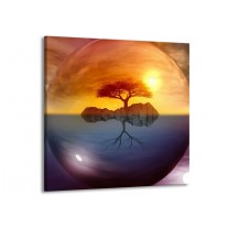 Canvas schilderij Boom | Bruin, Goud, Grijs | 50x50cm 1Luik