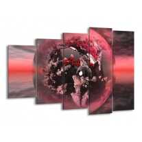 Canvas schilderij Orchidee | Rood, Grijs | 150x100cm 5Luik