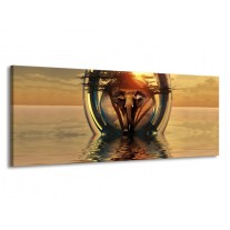 Canvas schilderij Olifant | Goud, Bruin | 145x58cm 1Luik