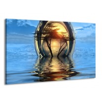 Canvas schilderij Boom | Blauw, Geel | 165x100cm 3Luik