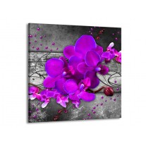 Canvas schilderij Orchidee | Paars, Grijs | 70x70cm 1Luik