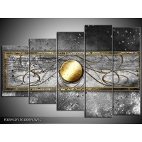 Klok schilderij Cirkel | Grijs, Goud | 150x100cm 5Luik